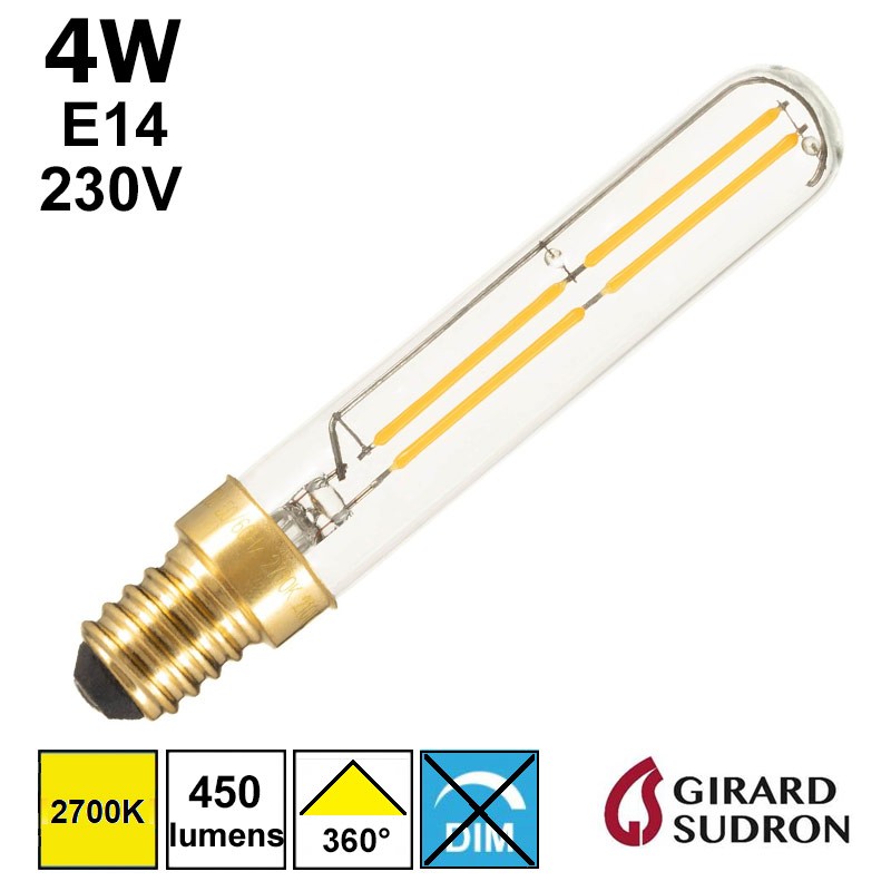 Ampoule LED tubulaire claire 4W E14 - Duralamp