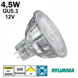 Ampoule LED 4,5W GU5.3 12V - SYLVANIA MR16 29227 29228
