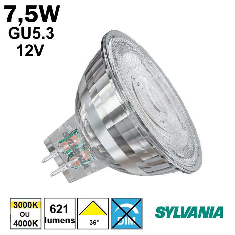 Ampoule LED 7,5W GU5.3 12V - SYLVANIA MR16 29233 29234