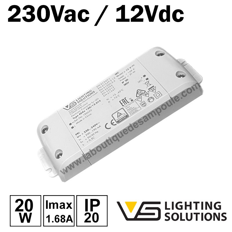 Transformateur LED 220-240V/12V - 54W ou 75W GTV