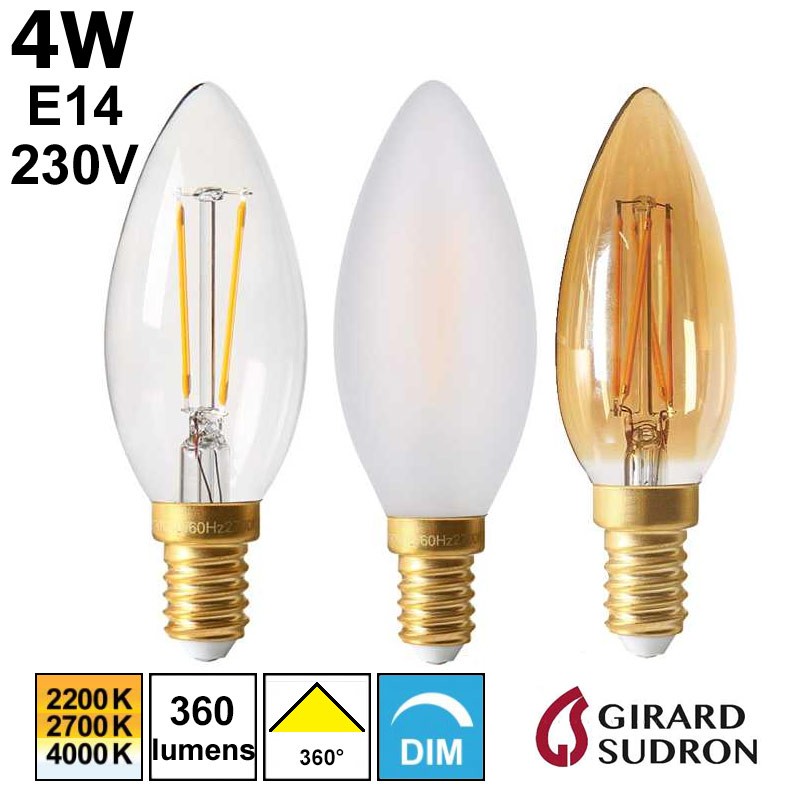 Ampoule flamme lisse 4W E14 - GIRARD SUDRON C35