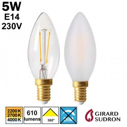 Ampoule flamme lisse 5W E14 - GIRARD SUDRON C35