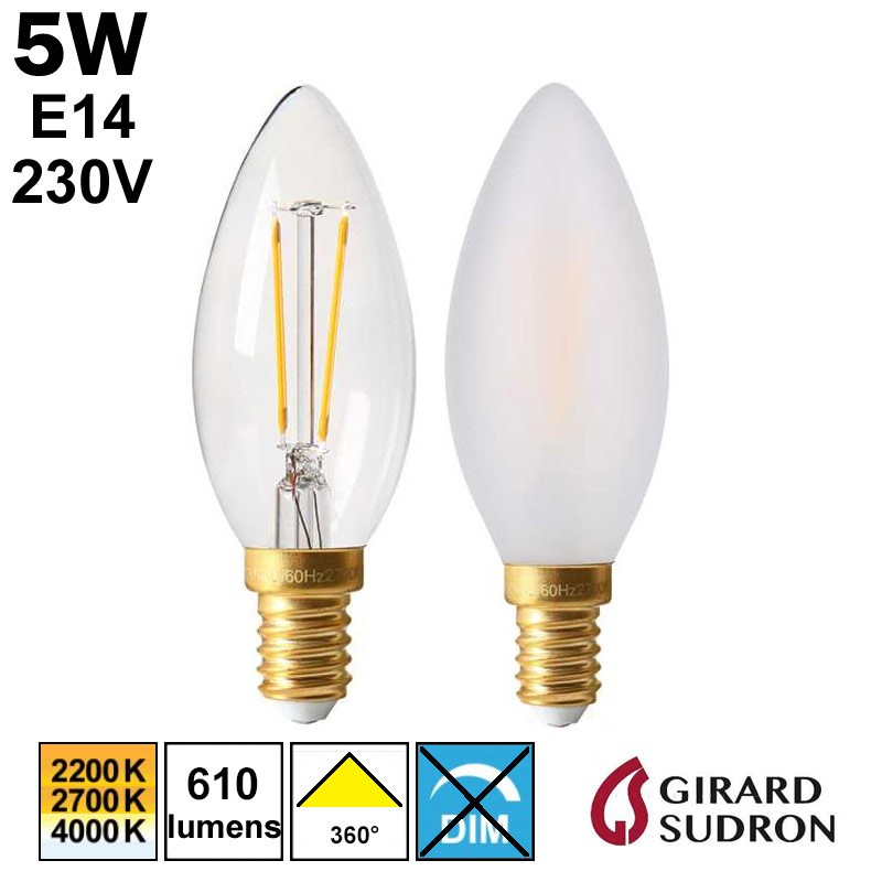 Ampoule flamme E14 4W lumière chaude Dimmable.