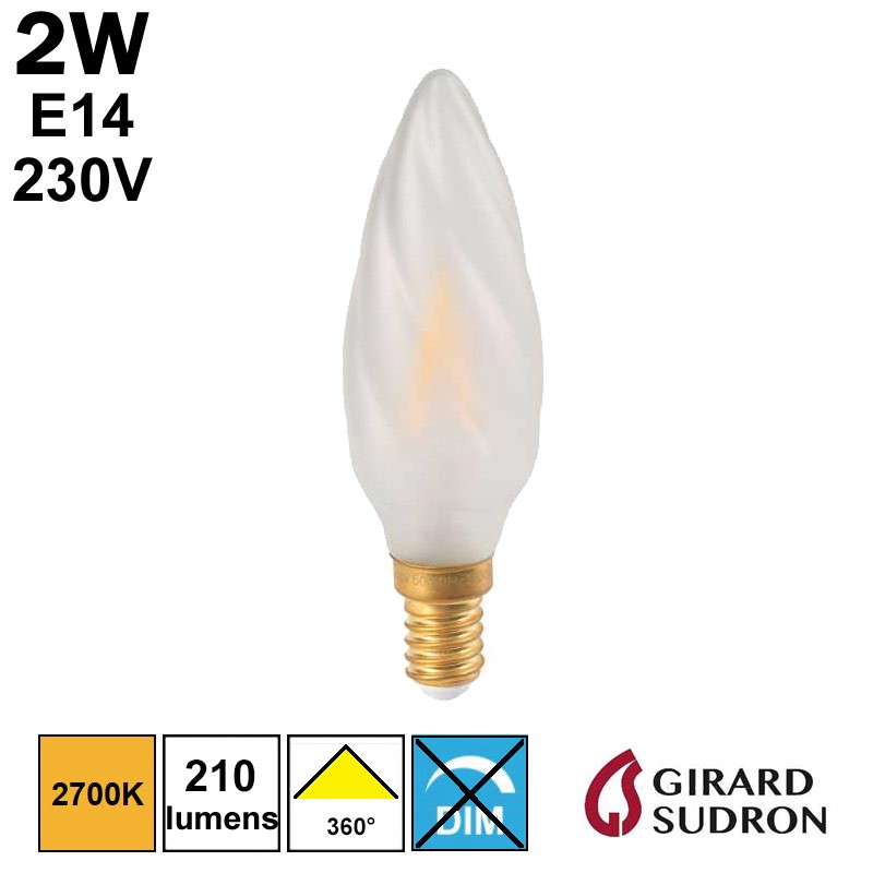 Ampoule LED flamme torsadée 2W GIRARD SUDRON