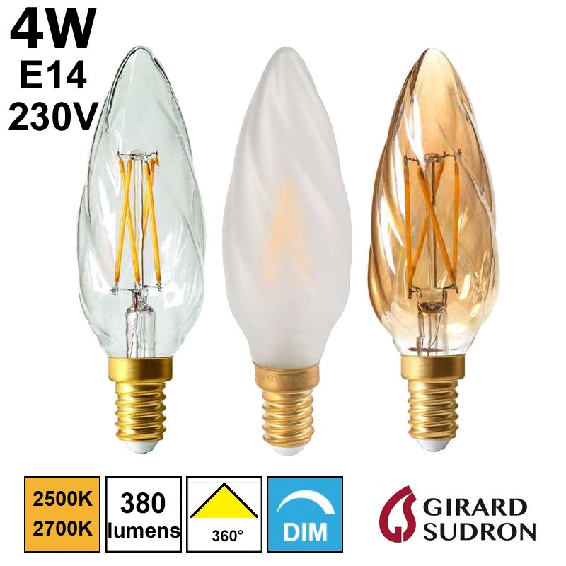 Ampoule flamme torsadée 4W E14 - GIRARD SUDRON F6