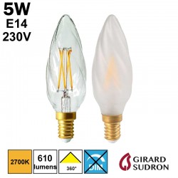 Ampoule flamme torsadée 5W E14 - GIRARD SUDRON F6
