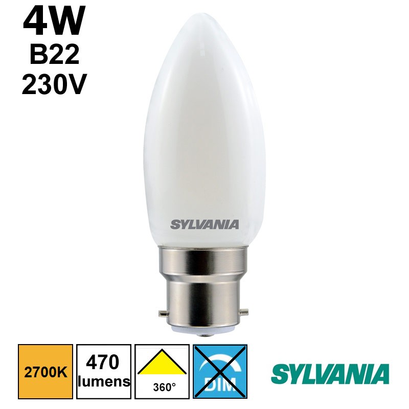 Ampoule LED flamme satinée 4W B22 230V - SYLVANIA 0029481