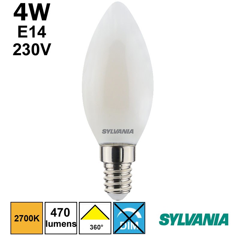 Ampoule LED flamme satinée 4W E14 230V - SYLVANIA 0029482