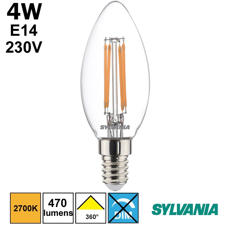 Ampoule LED à Filament 4W - Flamme - Culot E14 - Dimmable