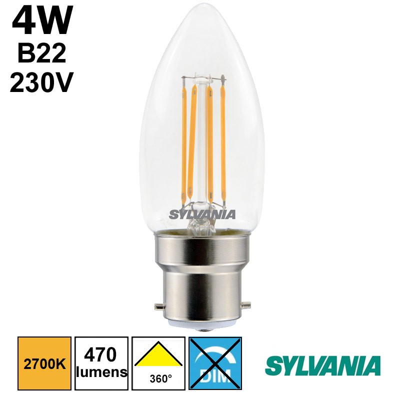 Ampoule flamme claire 4,5W B22 - SYLVANIA 0029372
