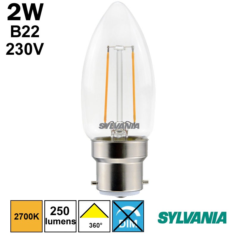 Ampoule LED E14 Flamme - 2.5W - Mat - Filament