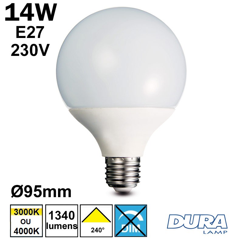 Ampoule LED bulbe douille E14, 4W 230V, blanc chaud à 3,95€