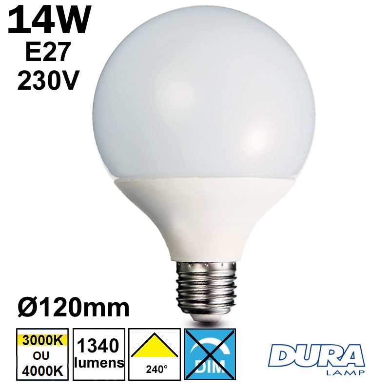 Ampoule globe Ø120mm LED 14W DURALAMP DG457