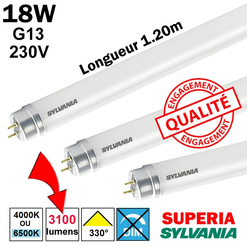 SYLVANIA SUPERIA 18W G13 230V - Tube LED 1.20m