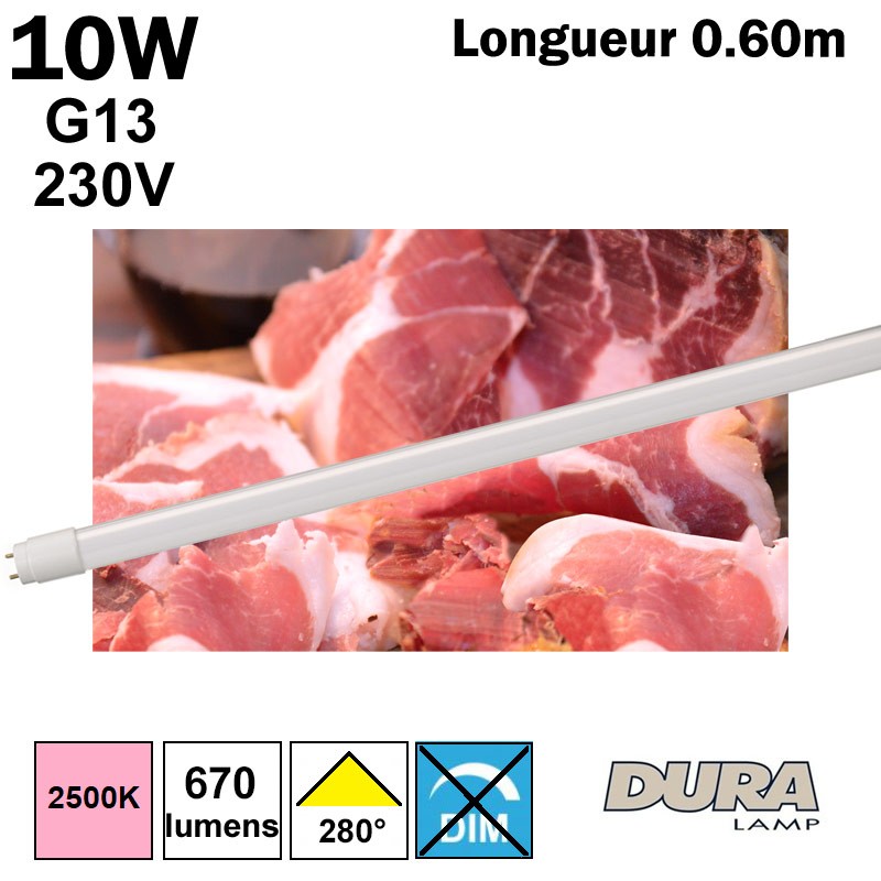 Eclairage viande - Tube LED boucherie 0,60m