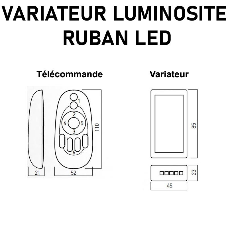 Dimensions télécommande et variateur