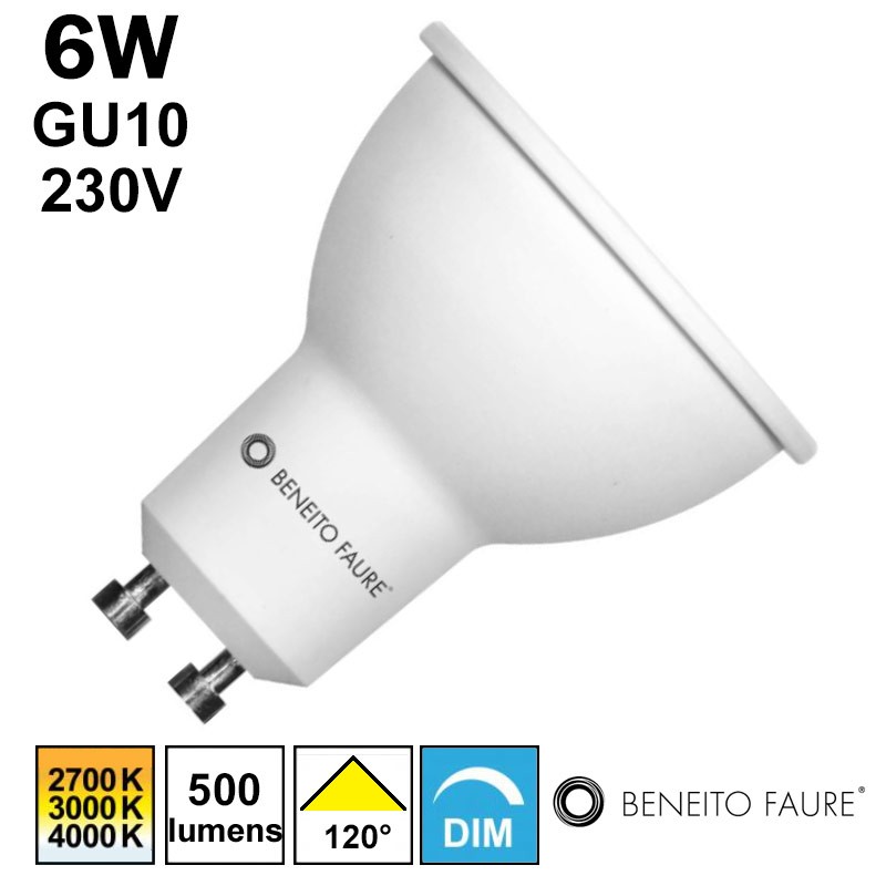 Ampoule LED 6W GU10 230V dimmable - BENEITO Uniform Line 120°