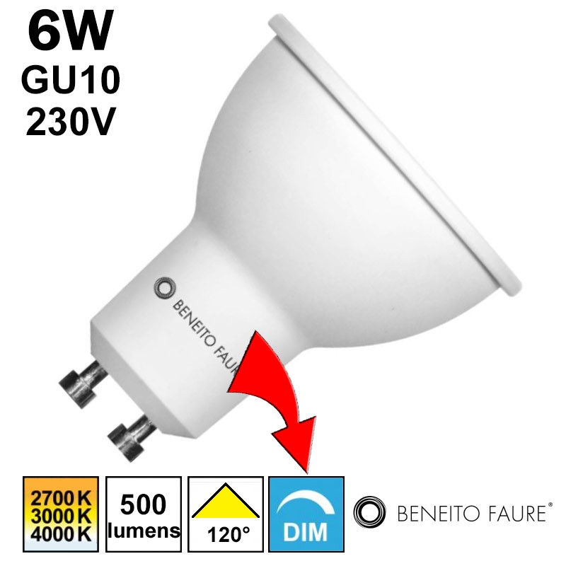 Ampoule LED 6W GU10 230V dimmable - BENEITO Uniform Line 120°