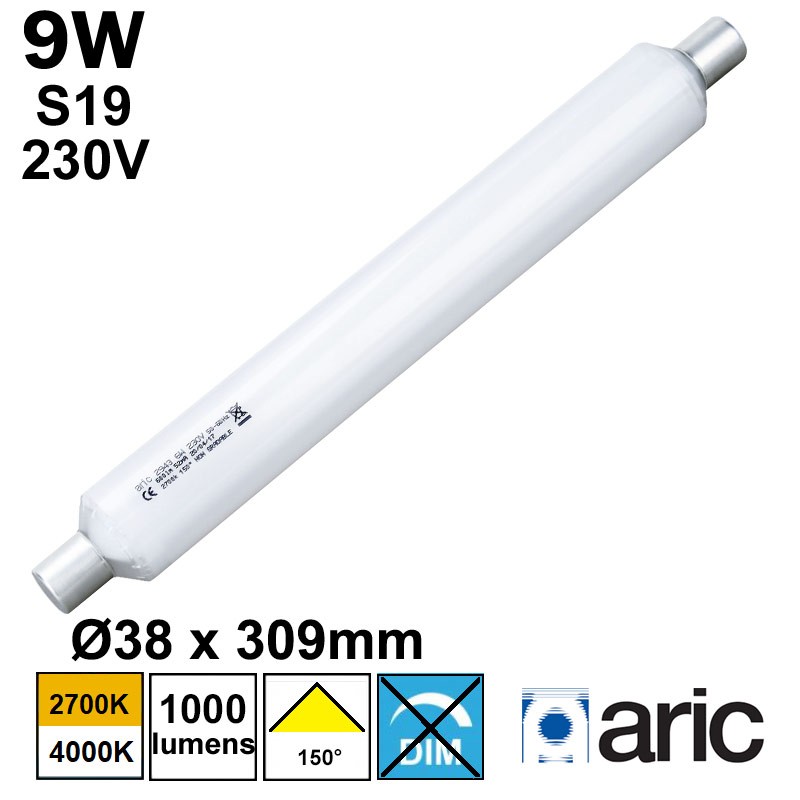 ARIC 20142 20143 - Tube S19 LED 9W Ø38x309mm