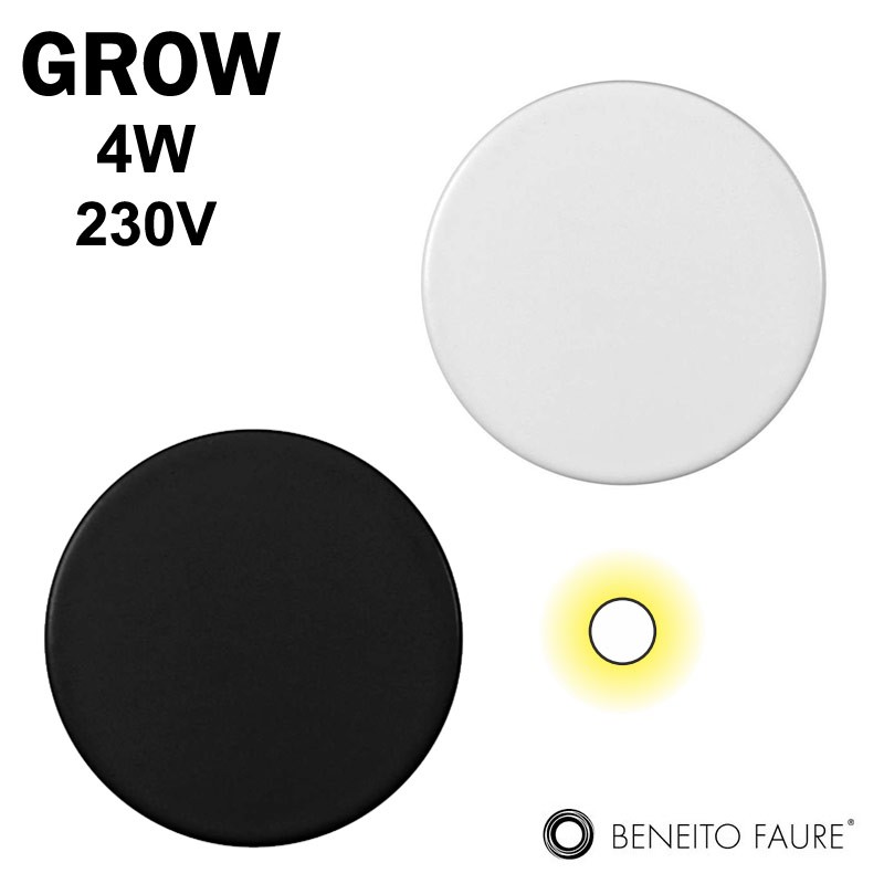 BENEITOGROW - Encastré mural rond blanc ou noir