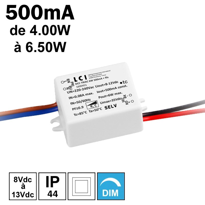 LCI 1600451 - Alimentation LED 500mA dimmable LCI 1600451 - Alimentation LED 500mA dimmable
