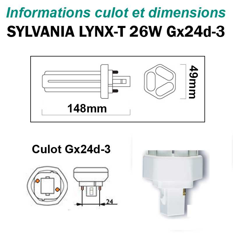 SYLVANIA 26W Lynx-T Gx24d3