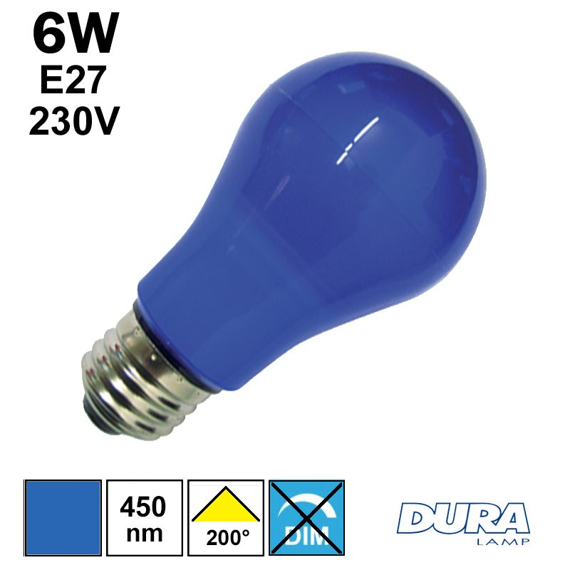 Ampoule bleue LED 6W E27 230V