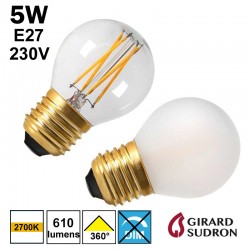 Ampoule LED sphérique 5W E27 230V GIRARD SUDRON 160104 167193