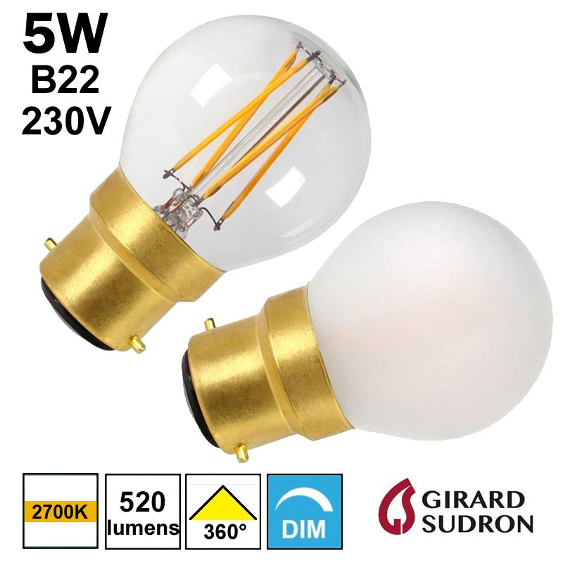 Ampoule sphérique 5W B22 230V - GIRARD SUDRON 28665 28666