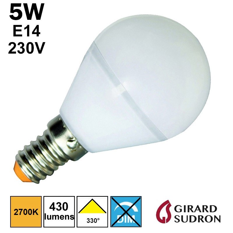 Ampoule LED sphérique 5W E14 230V GIRARD SUDRON 160105 167194