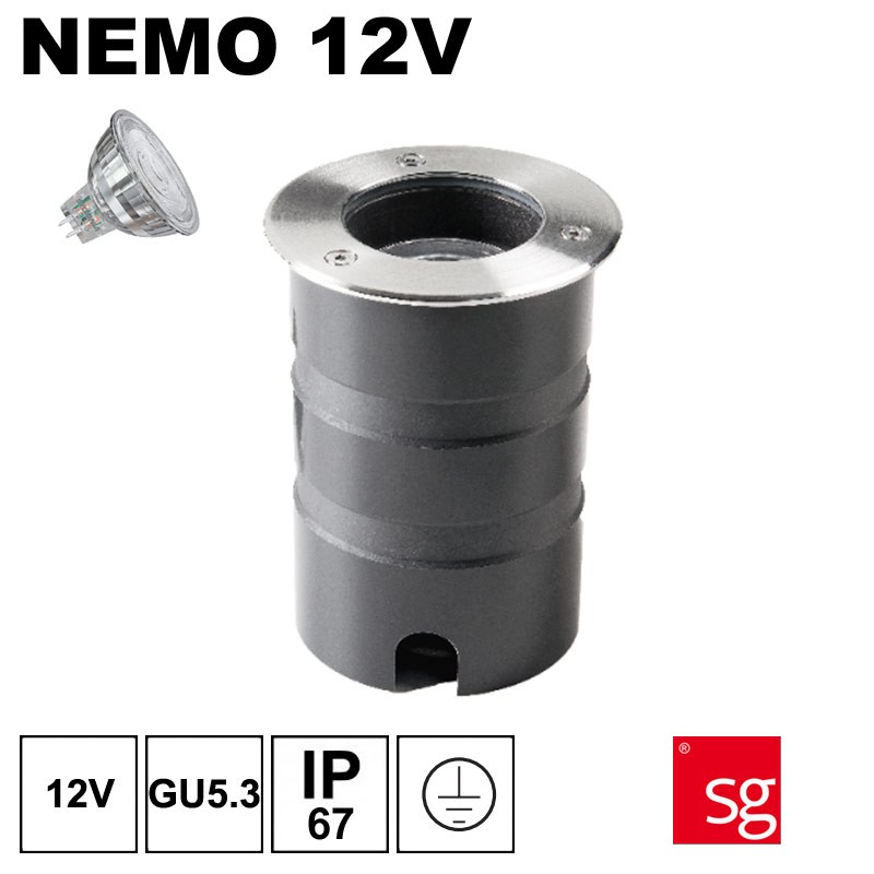 Encastré de sol pour ampoule GU5.3 12V - SG NEMO