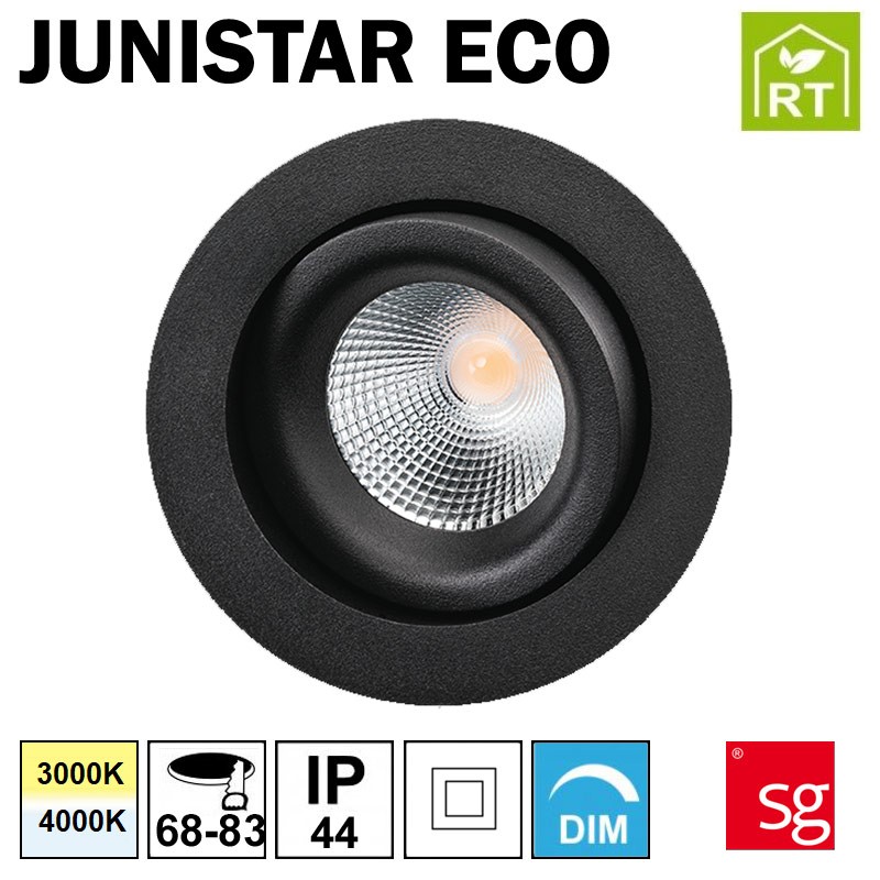 Spot encastré orientable noir pour plafond - Luminaire étanche SG JUNISTAR