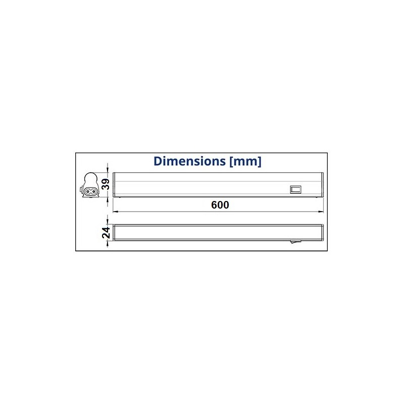 Dimensions réglette LED 8W