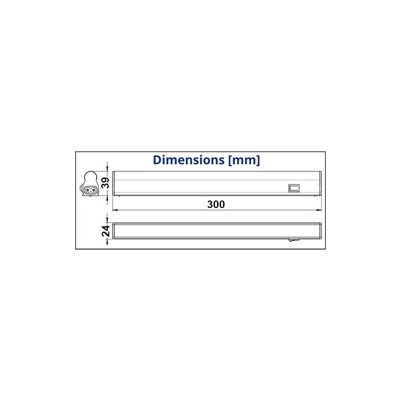 Dimensions réglette LED 4W - DURALAMP Filino T5