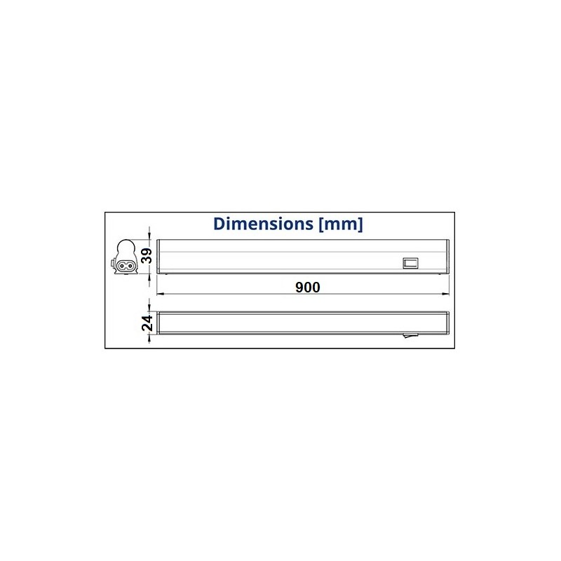 Dimensions réglette LED 14W - DURALAMP Filino T5