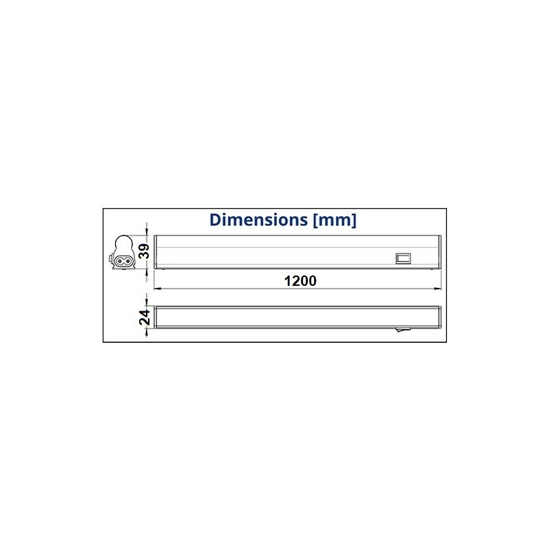 Dimensions réglette LED 18W - DURALAMP Filino T5