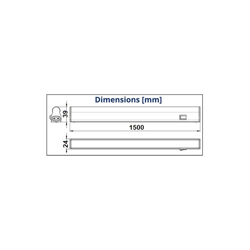 Dimensions réglette LED 23W - DURALAMP Filino T5