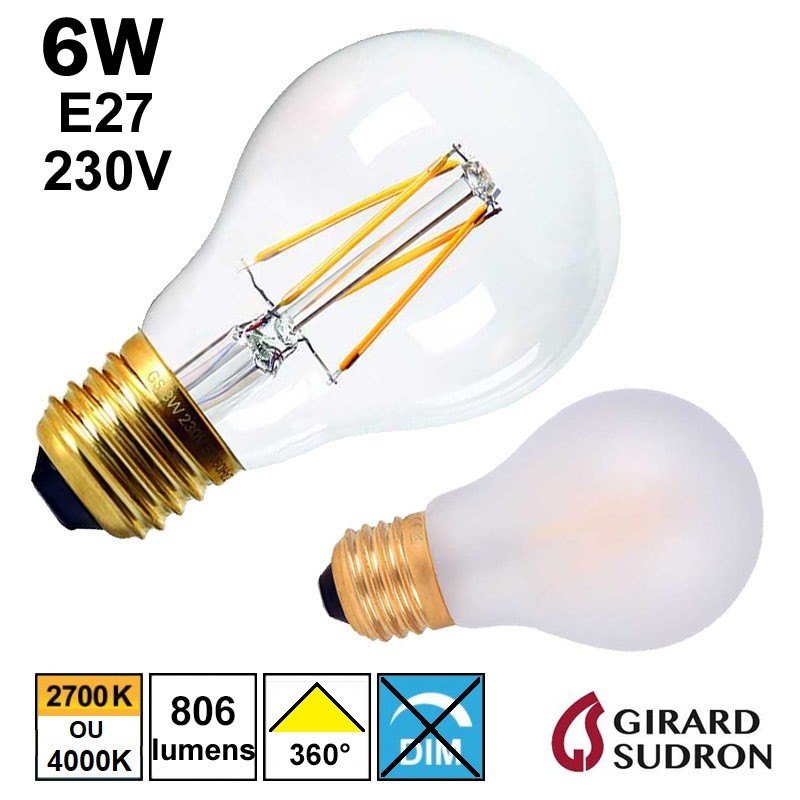 Ampoule FILAMENT LED standard 6W GIRARD SUDRON
