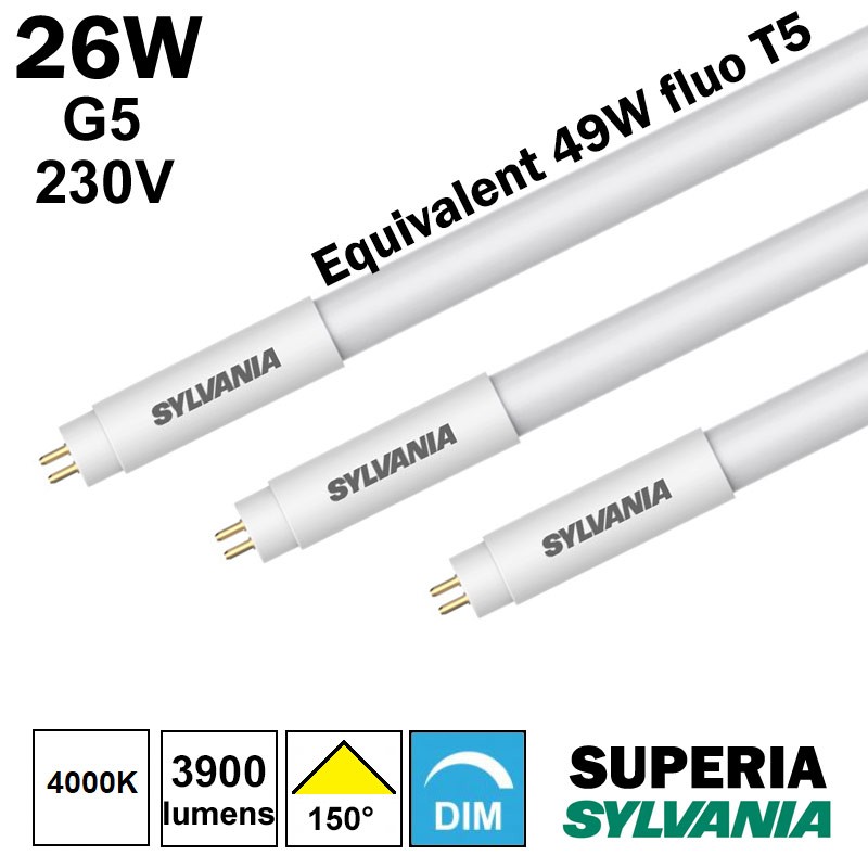 Tube LED T5 qui remplace un tube fluorescent de 49W - SYLVANIA ToLEDo SUPERIA 26W
