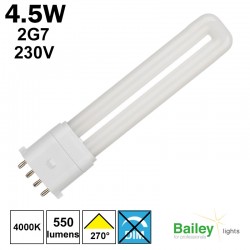 Tube LED 2G7 qui remplace une ampoule fluocompacte de 9W 840