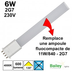 Ampoule LED 2G7 qui remplace fluocompacte 11W 840