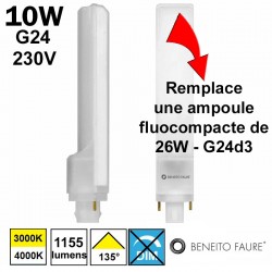 Tube LED G24d3 10W 230V - BENEITO Cala