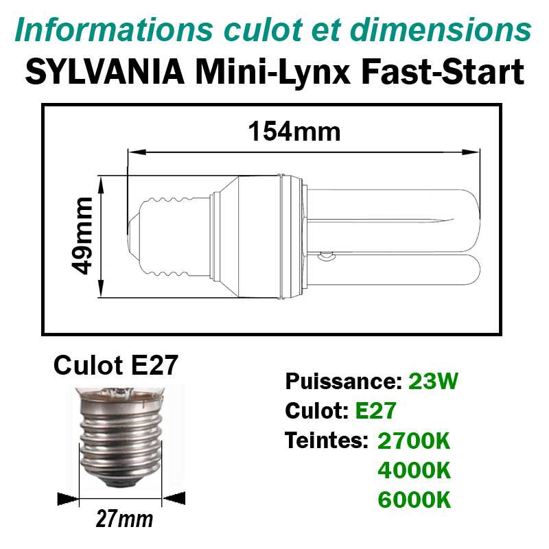 AMPOULE SYLVANIA FAST-START 23W E27 230V