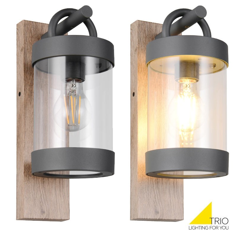 TRIO Sambesi bois | Applique  extérieure cylindrique suspendue
