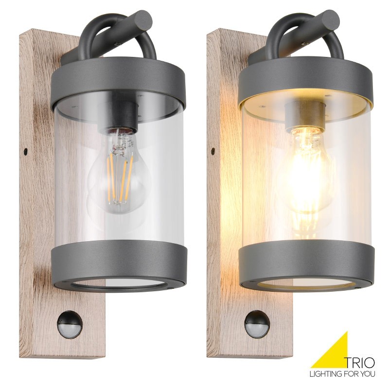 Applique cylindrique avec détecteur, TRIO SAMBESI bois