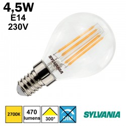 Ampoule sphérique claire 4,5W E14 230V - SYLVANIA 0029502