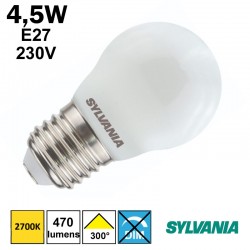 Ampoule sphérique satinée 4,5W E27 230V - SYLVANIA 0029537