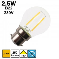 Ampoule sphérique 2.5W B22 230V