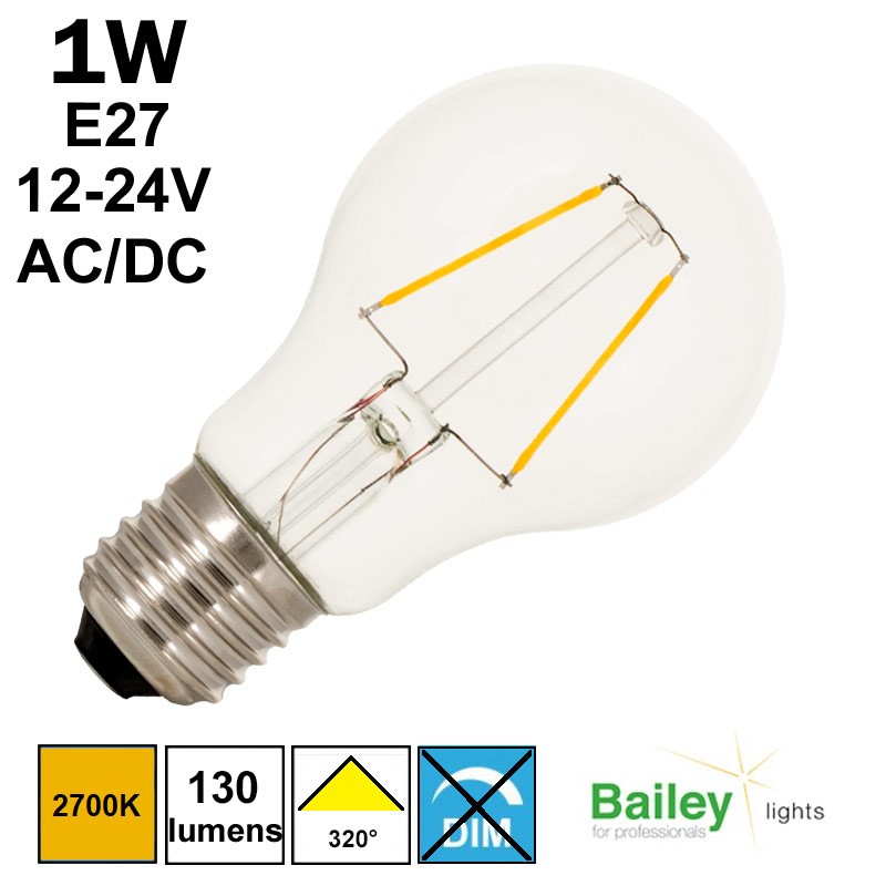 Ampoule LED 12V ou 24V, puissance 1W, culot E27 - BAILEY 145604