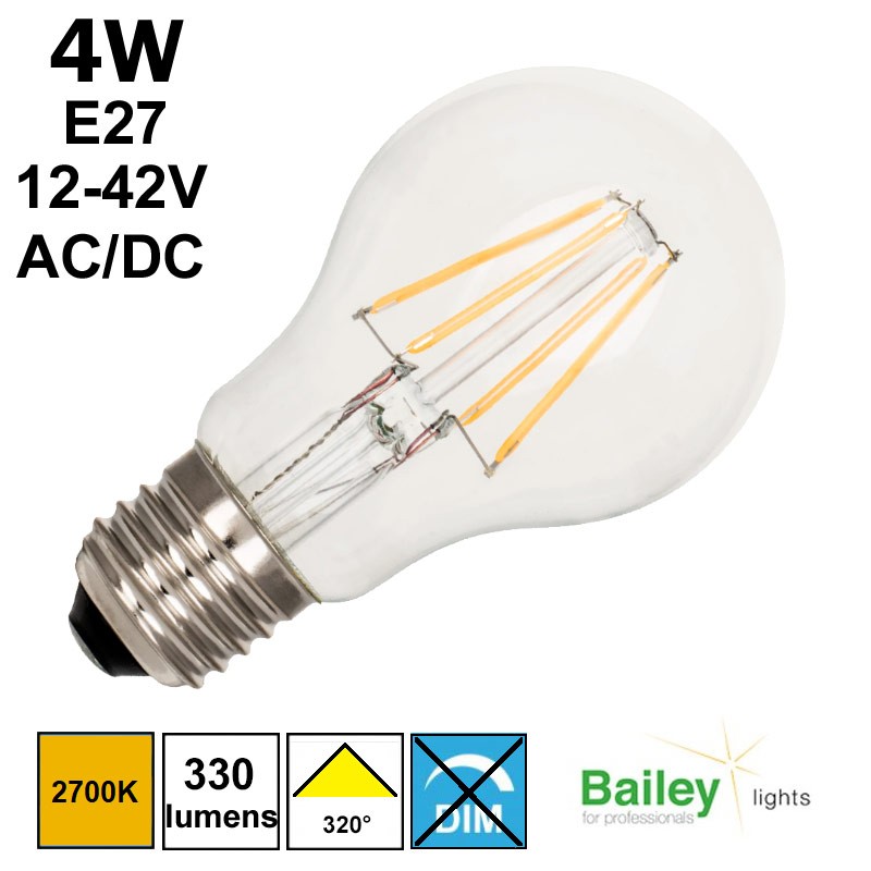 Ampoule LED 12V ou 42V, puissance 4W, culot E27 - BAILEY 145607